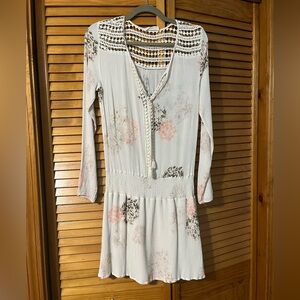 Lovestitch White and Pink Floral Long Sleeve Dress